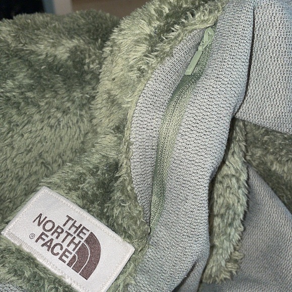 NORTHFACE Furry Fleece Green Cozy Warm Knit Midweight Osito Fuzzy Zip Up Vest M - Picture 5 of 10
